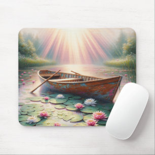 Rustic Old Rowboat i Vatten Lilies Musmatta