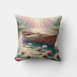 Rustic Old Rowboat i Vatten Lilys Kudde