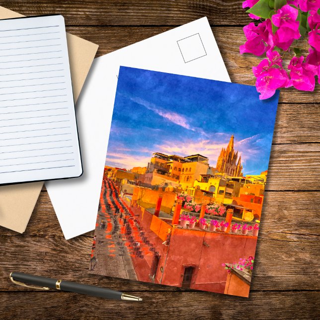 Rustic Old Town San Miguel De Allende Paint Vykort (Skapare uppladdad)