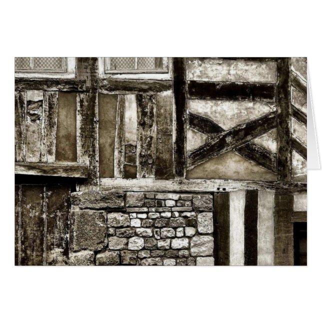 Rustic Old Wood and Stone Byggnad OBS Kort (Framsidan Horizontal)