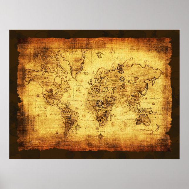 Rustic Old World Map Poster (Framsidan)