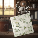 Rustic Olife Vintage Tuscany Neutralt Watercolor Kakelplatta<br><div class="desc">Vattenfärgade oliver och grenar är utformade i en ytlig bakgrund. 100 % kundtillfredsställelse med "Zazzle" varje dag.</div>