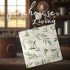 Rustic Olife Vintage Tuscany Neutralt Watercolor Kakelplatta