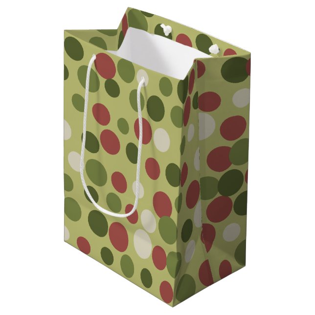 Rustic Olive Dots Gift Bag (Framsidan Vinklad)