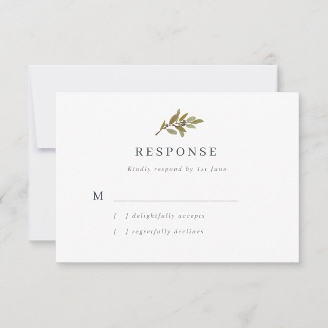 Rustic Olive Gren Bröllop OSA Card (Framsida)