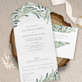 Rustic Olive Gren Watercolor Bröllop