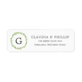 Rustic Olive Löv, Returadress av utandning, Monogr Etikett