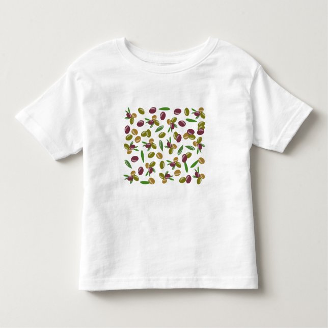 Rustic Olive och Olive Löv Mönster T Shirt (Framsida)
