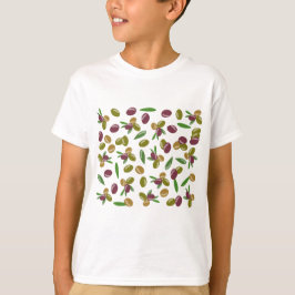 Rustic Olive och Olive Löv Mönster T Shirt