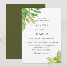 Rustic Olive Tuscan bröllopsinbjudan