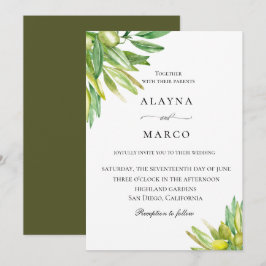 Rustic Olive Tuscan bröllopsinbjudan Inbjudningar