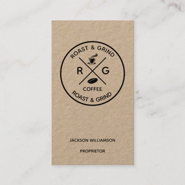 Rustic on Trend Logo | Konsthantverkskafferibolag Visitkort (Framsida)