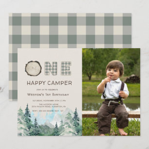 Rustic One Lycklig Camper Birthday-inbjudan Inbjudningar