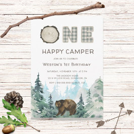 Rustic One Lycklig Camper Birthday-inbjudan Inbjudningar