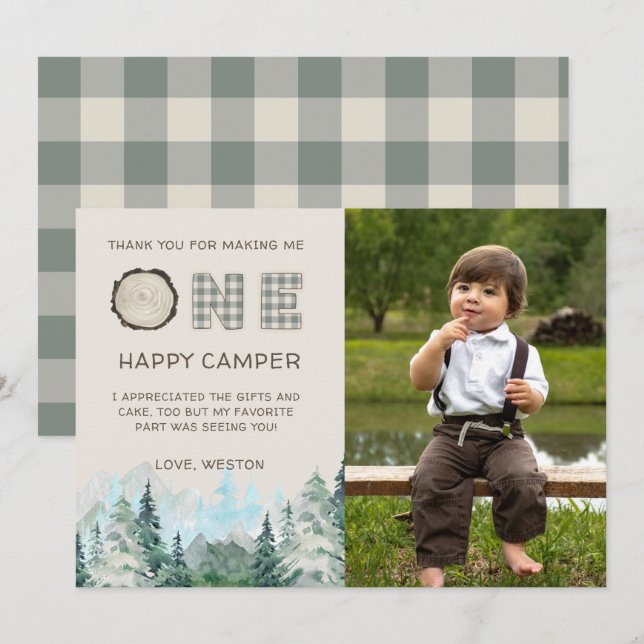 Rustic One Lycklig Camper tackkort Tack Kort (Fram/baksida)