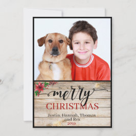 Rustic One Photo God Jul Kalligrafi Kort