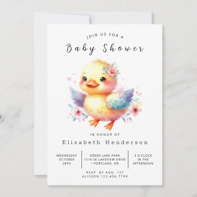 Rustic Online Anka Baby Shower Inbjudningar (Framsida)