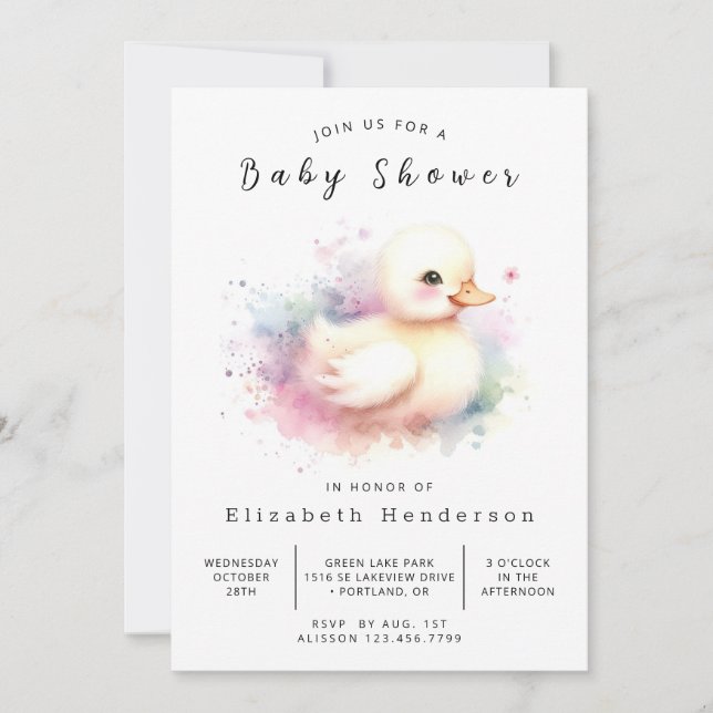 Rustic Online Anka Baby Shower Inbjudningar (Framsida)