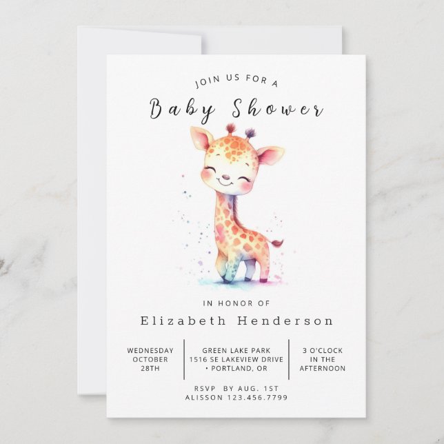 Rustic Online Giraffe Baby Shower Inbjudningar (Framsida)
