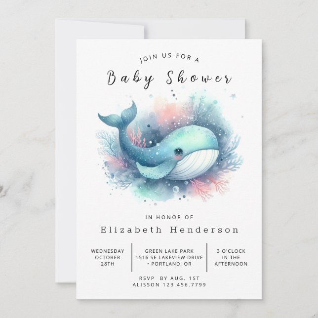 Rustic Online Whale Baby Shower Inbjudningar (Framsida)