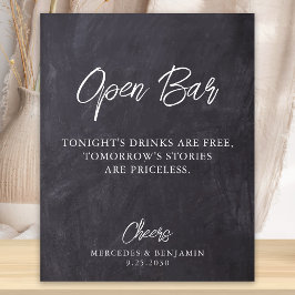 Rustic Open Pub Chalkboard Personlig Bröllop Poster