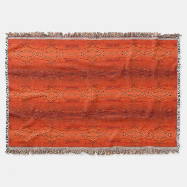 Rustic Orange Aztec Mönster Filt (Framsidan)
