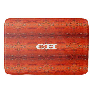 Rustic Orange Aztec Rand Mönster Monogram Badrumsmatta