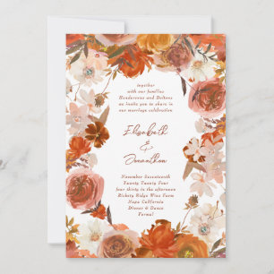 Rustic Orange Blommigt Boho Ram Bouquet Bröllop Inbjudningar