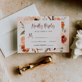 Rustic Orange Boho | Vattenfärg Bröllop OSA Kort