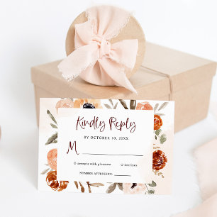 Rustic Orange Boho Vattenfärg Bröllop OSA Kort
