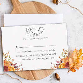 Rustic Orange Brown Guld Hösten Blommigt Bröllop OSA Kort