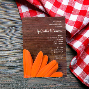 Rustic Orange Daisy Barn Bröllop Rehearsal Middag Inbjudningar