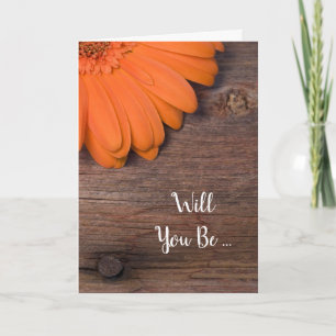 Rustic Orange Daisy Barn, kommer du att bli min Br Inbjudan