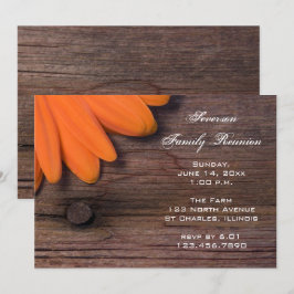 Rustic Orange Daisy Barn Party Familjeåterförening Inbjudningar