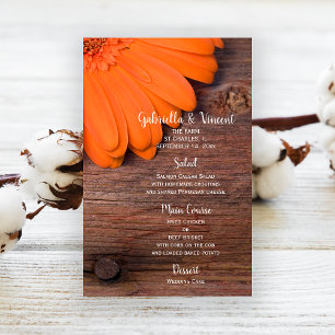 Rustic Orange Daisy Land Barn Bröllop Menu