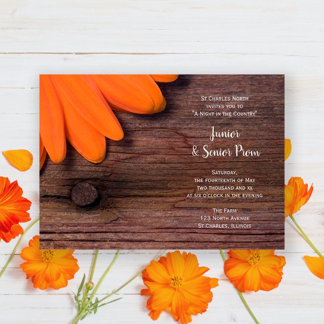 Rustic Orange Daisy Land Junior/Senior Prom Inbjudningar (Skapare uppladdad)