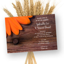 Rustic Orange Daisy och Barn Wood Landsbyggsbröllo
