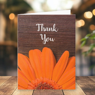 Rustic Orange Daisy och Barn Wood Tack Kort