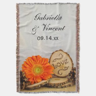 Rustic Orange Daisy Woodland Bröllop Keepsaké Mysfilt