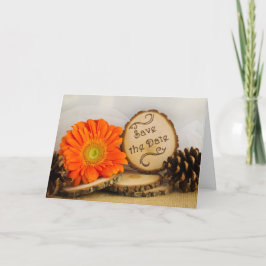 Rustic Orange Daisy Woodland Bröllop spara datum Meddelande