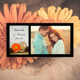Rustic Orange Daisy Woodland Bröllop Tack Kort