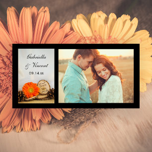 Rustic Orange Daisy Woodland Bröllop Tack Kort