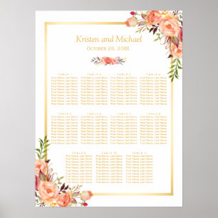 Rustic Orange Flowers Guld i bröllop Poster