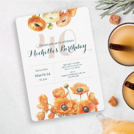 Rustic Orange Garden Blommigt 40:e födelsedagen Pa Inbjudningar