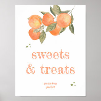 Rustic Orange Grove "Sweets & Treats" Sign  Poster