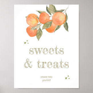 Rustic Orange Grove "Sweets & Treats" Sign  Poster