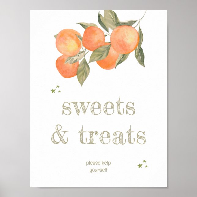 Rustic Orange Grove "Sweets & Treats" Sign  Poster (Framsidan)