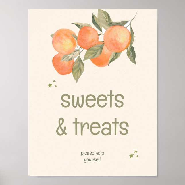 Rustic Orange Grove "Sweets & Treats" Sign  Poster (Framsidan)