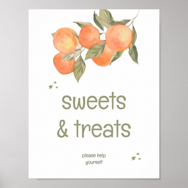 Rustic Orange Grove "Sweets & Treats" Sign  Poster (Framsidan)