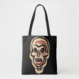 Rustic Orange Halloween Skull | Röda högdagrar Tygkasse